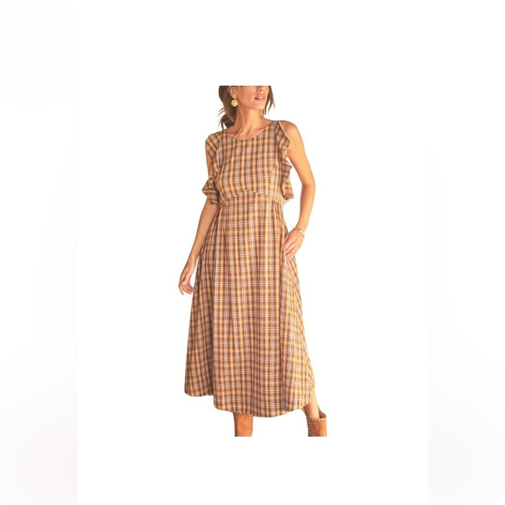 The  Odells Free People Plaid Brooke Maxi Dress Small Cottagecore Retro - Picture 3 of 4